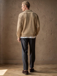 Pull demi-zip côtelé Adrien – Beige