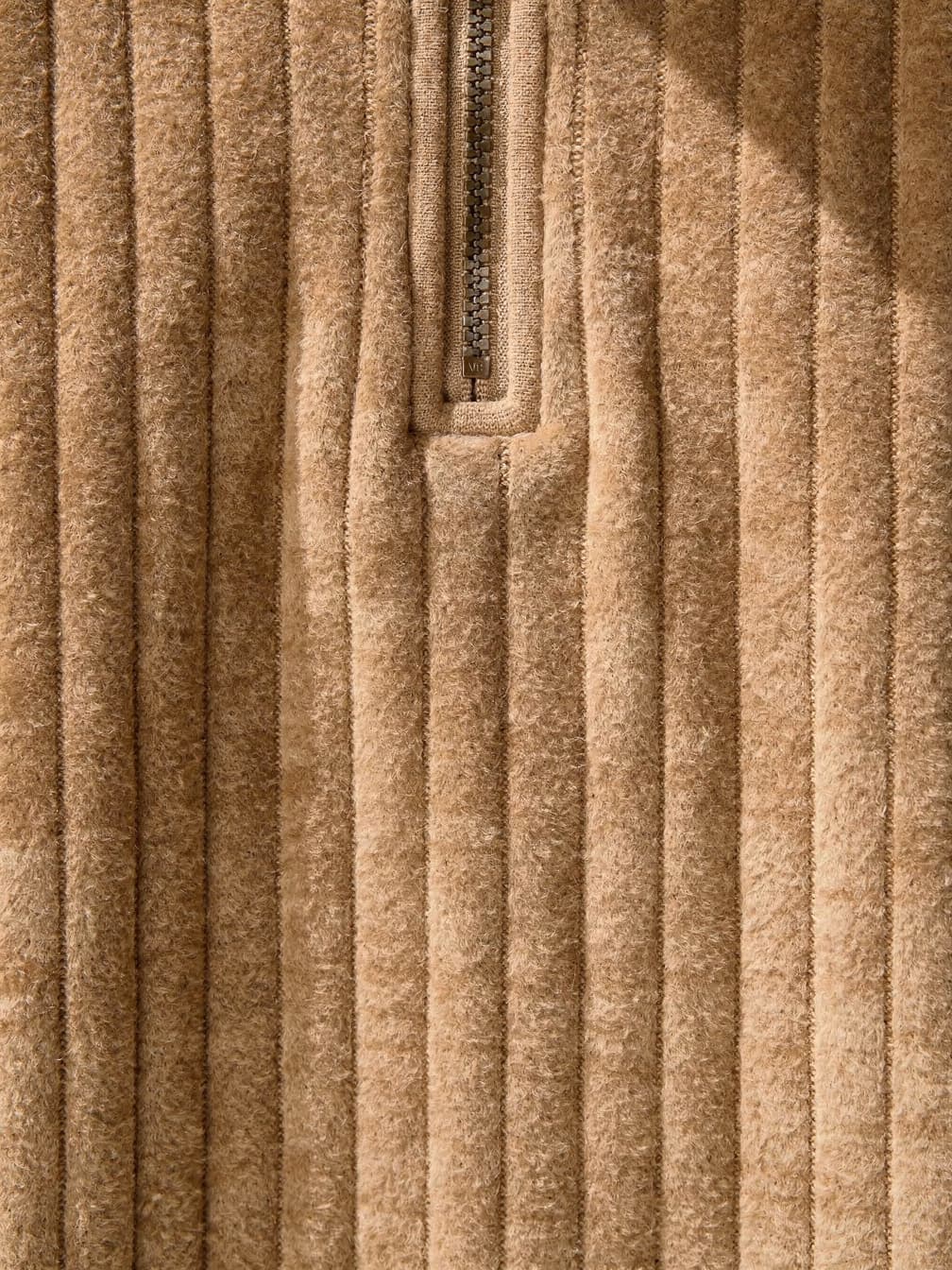 Pull demi-zip côtelé Adrien – Beige