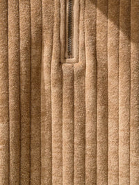 Pull demi-zip côtelé Adrien – Beige