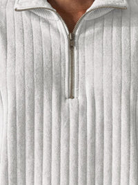 Pull demi-zip côtelé Adrien – Blanc
