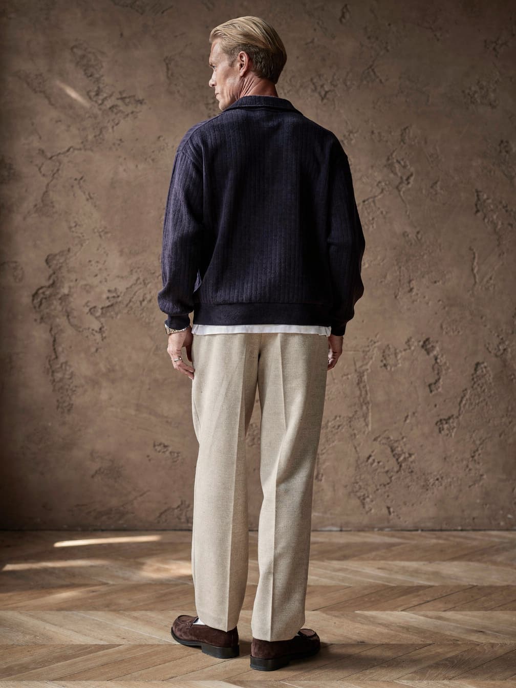 Pull demi-zip côtelé Adrien – Marine