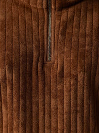 Pull demi-zip côtelé Adrien – Marron