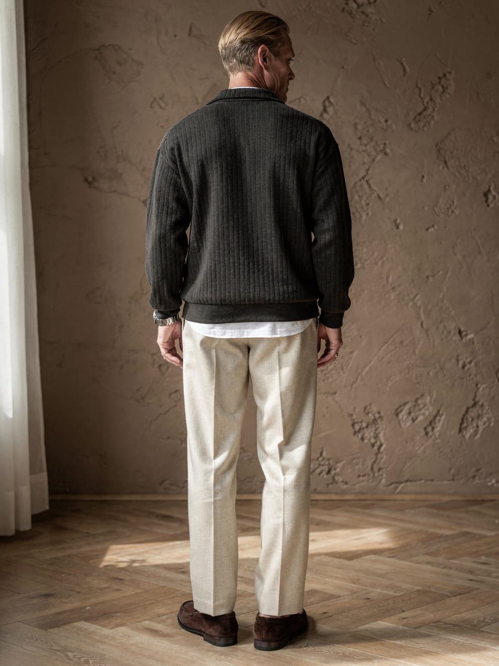 Pull demi-zip côtelé Adrien – Noir
