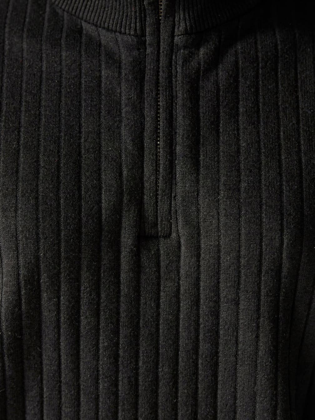Pull demi-zip côtelé Adrien – Noir