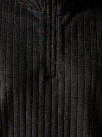 Pull demi-zip côtelé Adrien – Noir