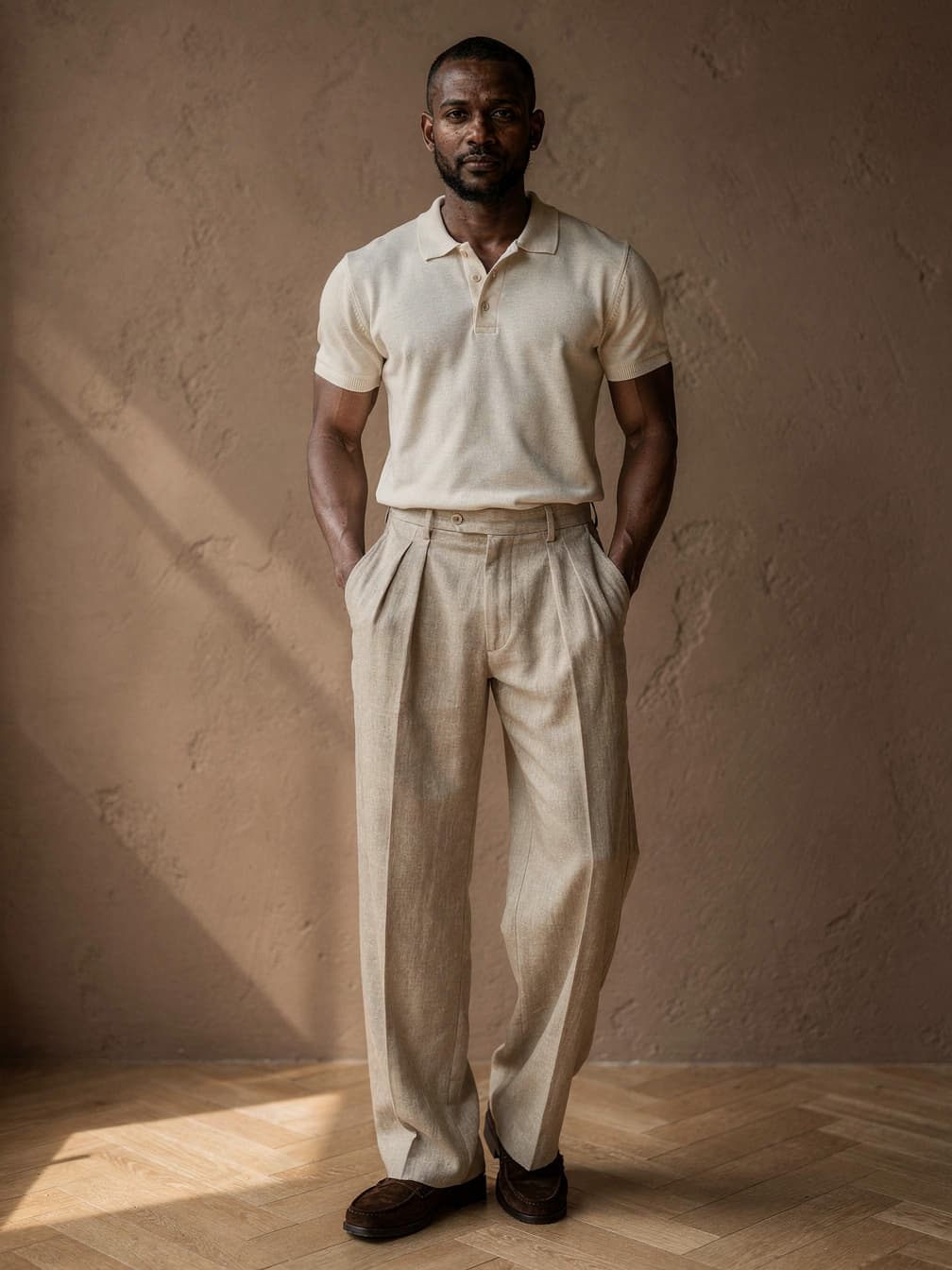 Pantalon léger à pinces Basile – Beige