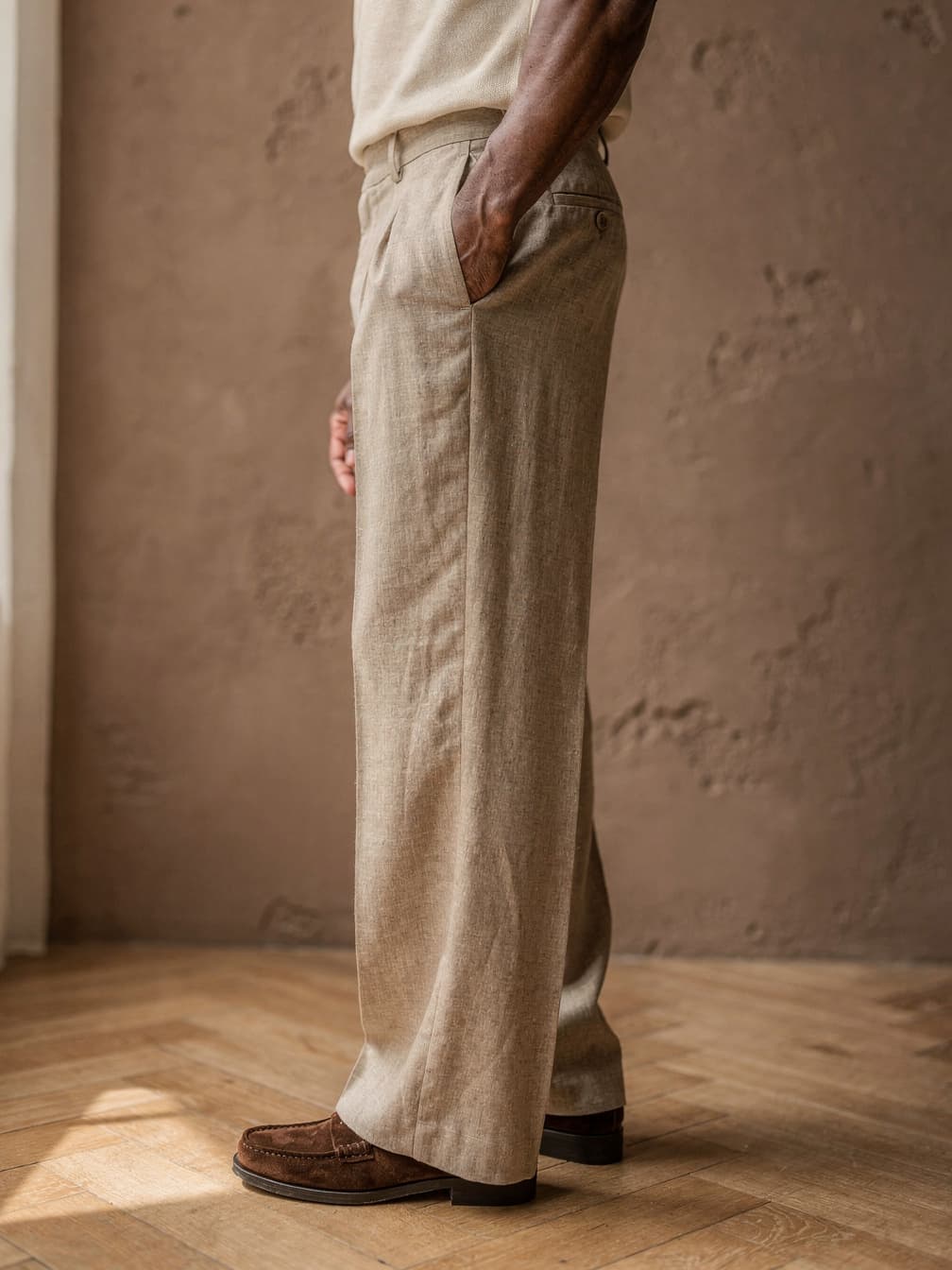 Pantalon léger à pinces Basile – Beige