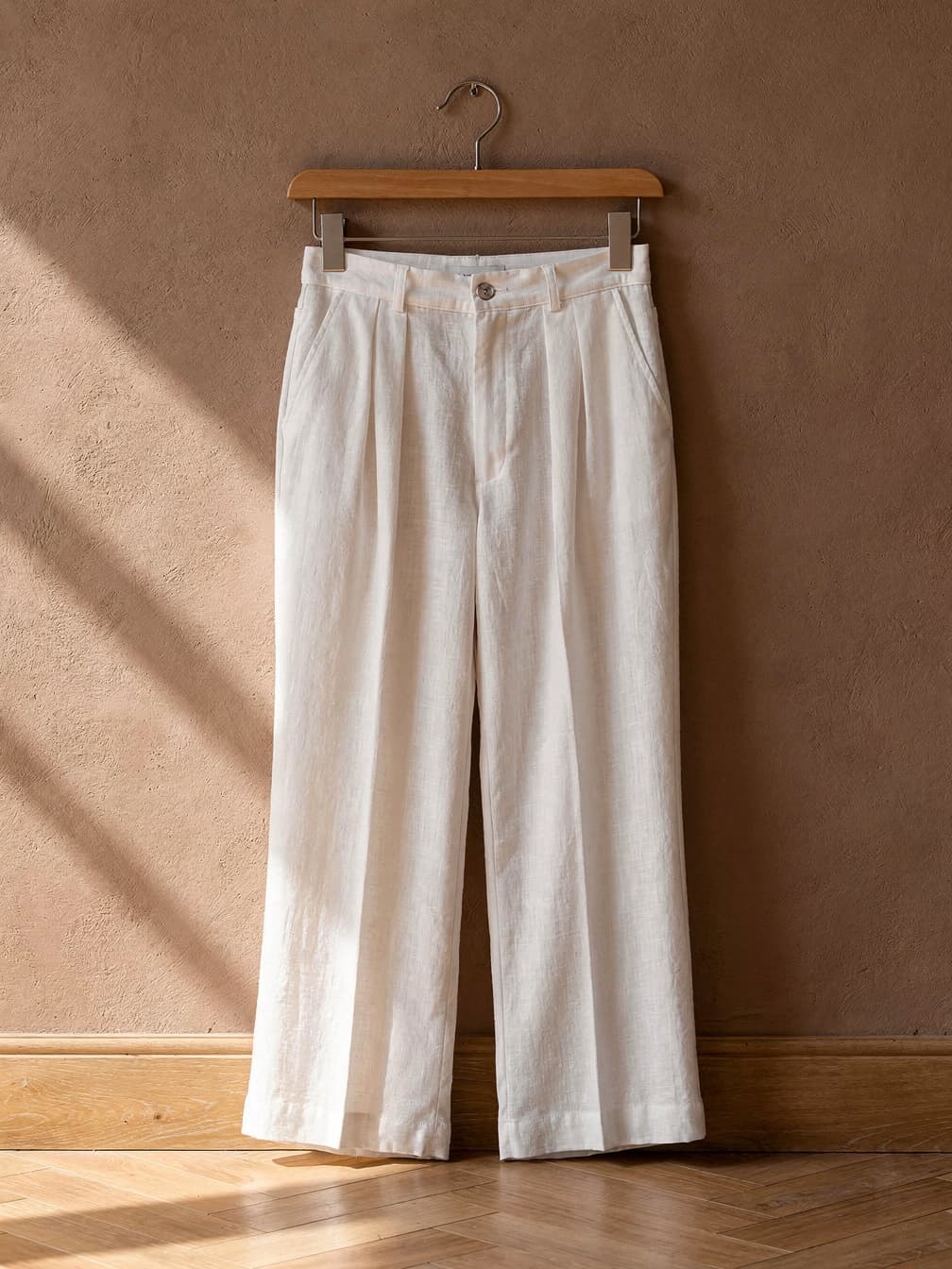 Pantalon léger à pinces Basile – Blanc