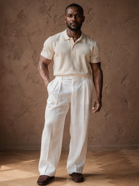 Pantalon léger à pinces Basile – Blanc
