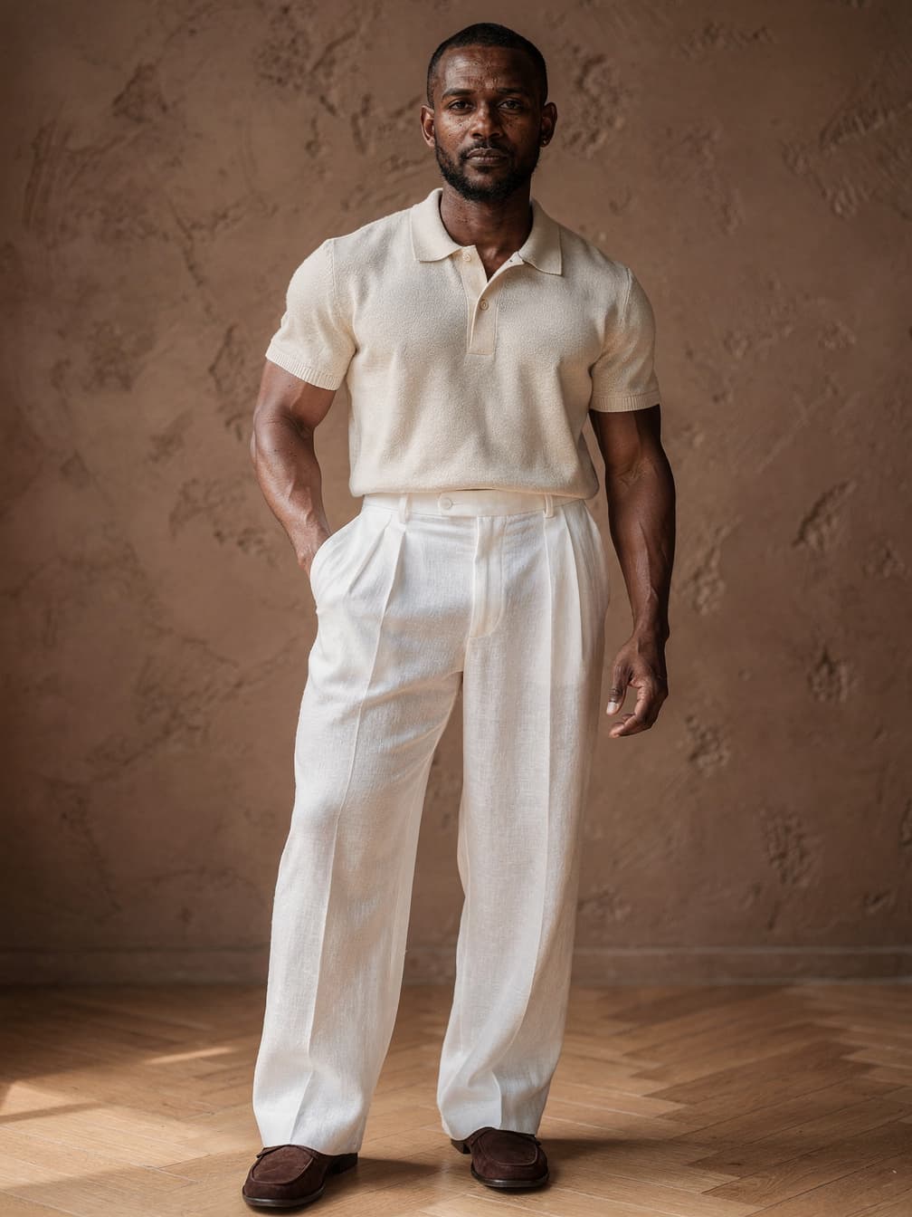 Pantalon léger à pinces Basile – Blanc