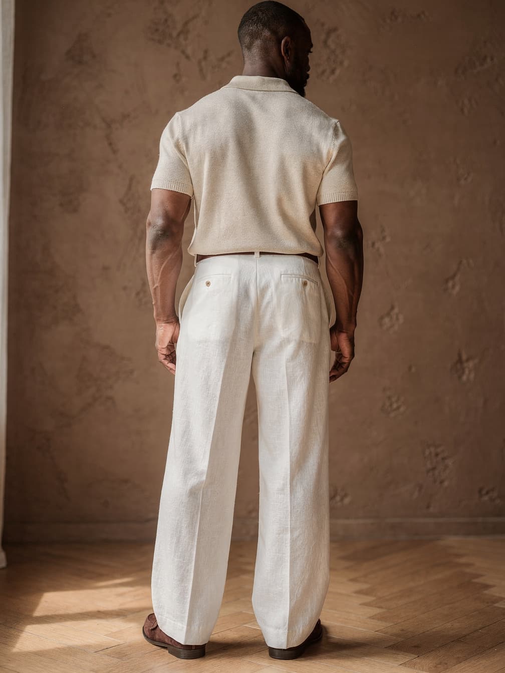 Pantalon léger à pinces Basile – Blanc