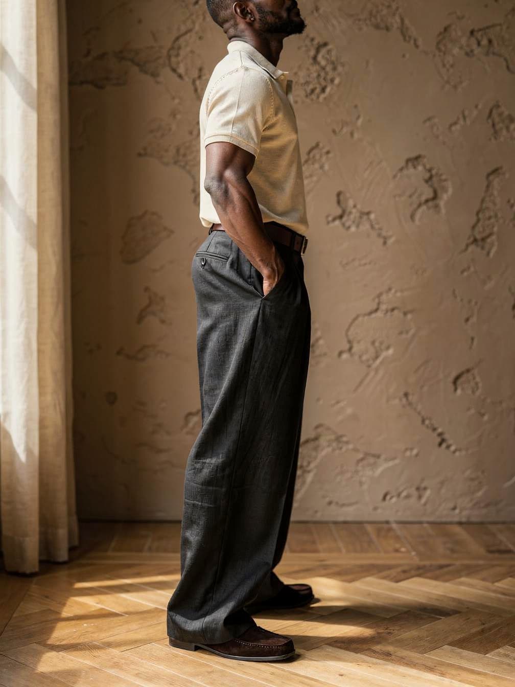 Pantalon léger à pinces Basile – Noir