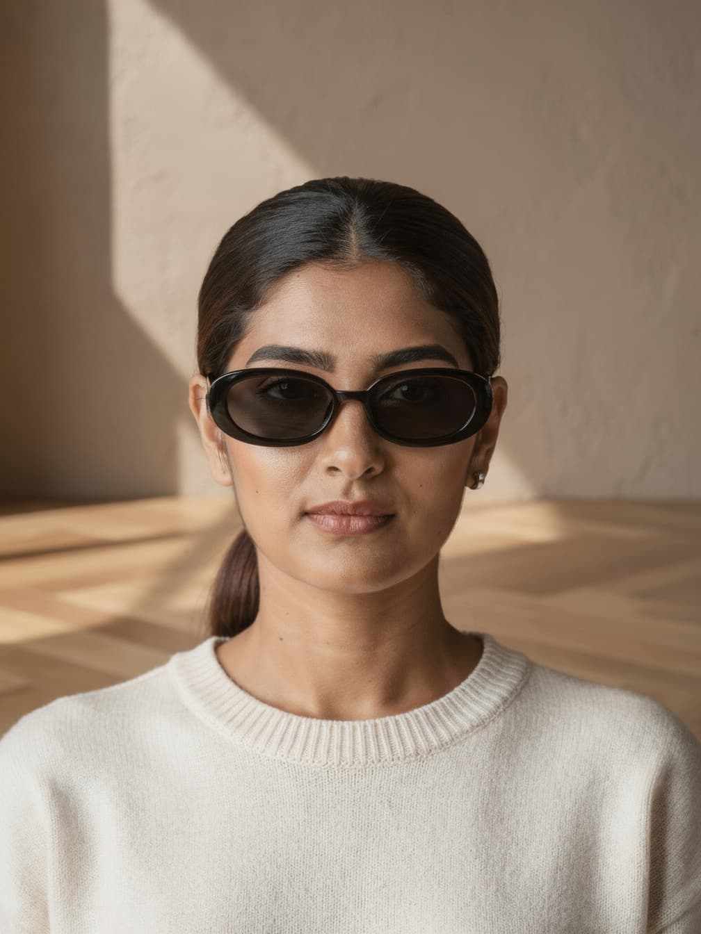 Lunettes de soleil ovales Bertille – Noir