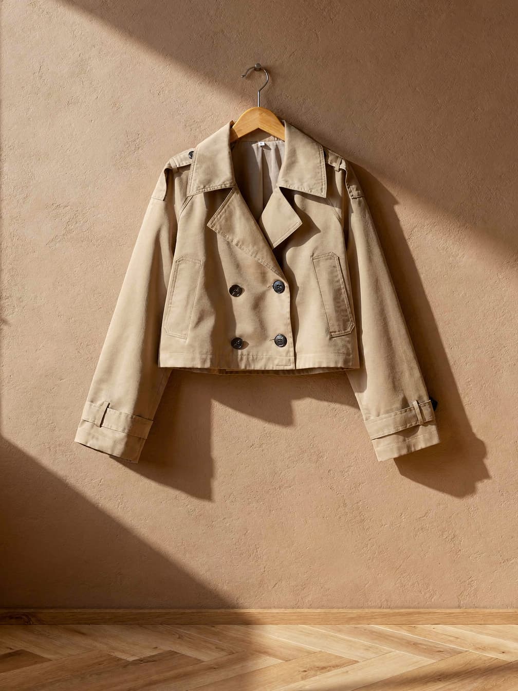Trench court croisé Capucine – Beige