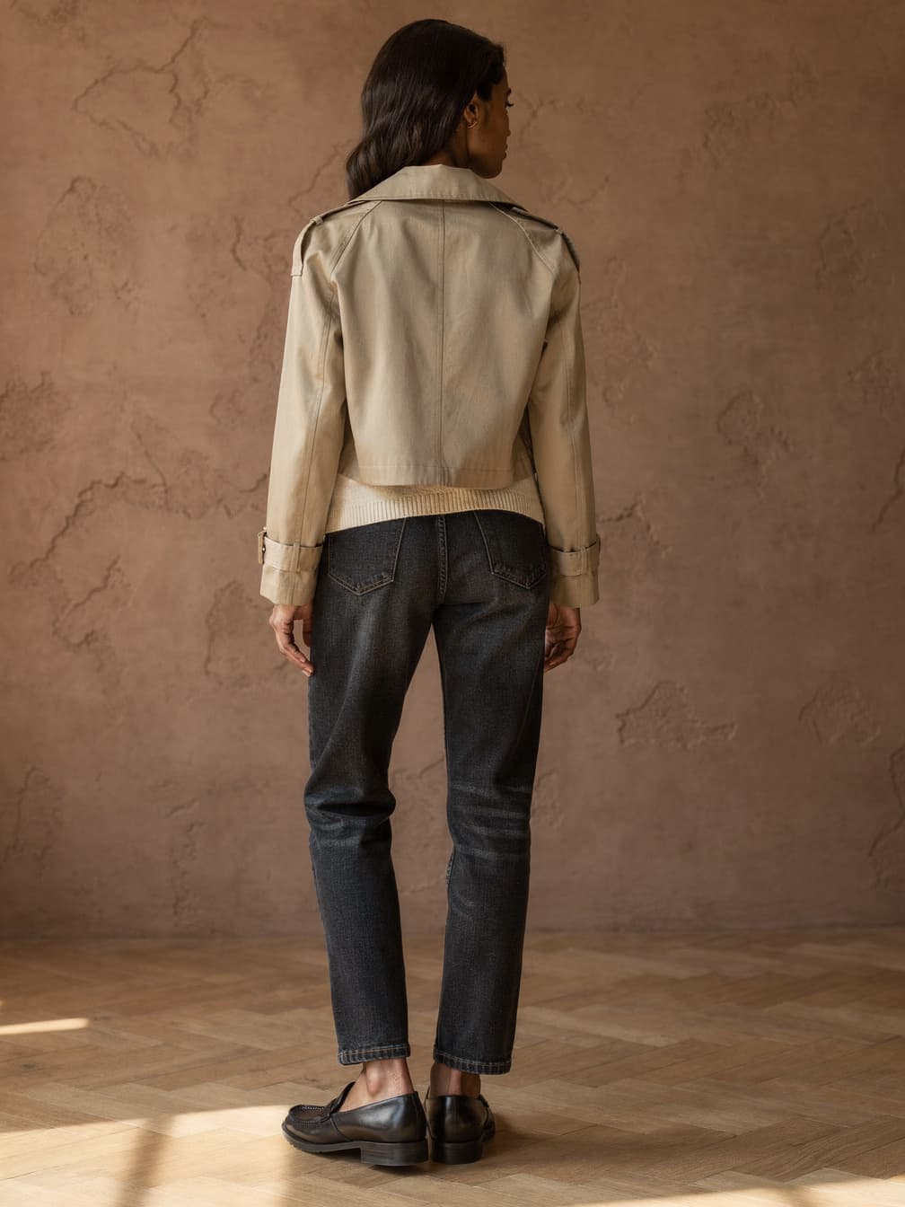 Trench court croisé Capucine – Beige