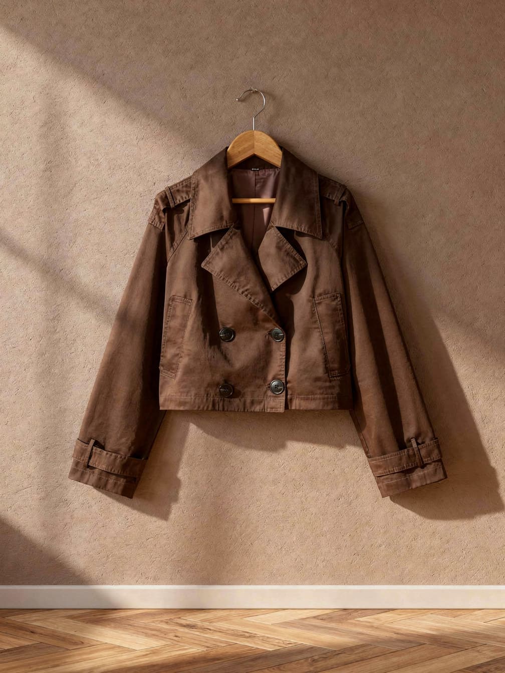 Trench court croisé Capucine – Marron