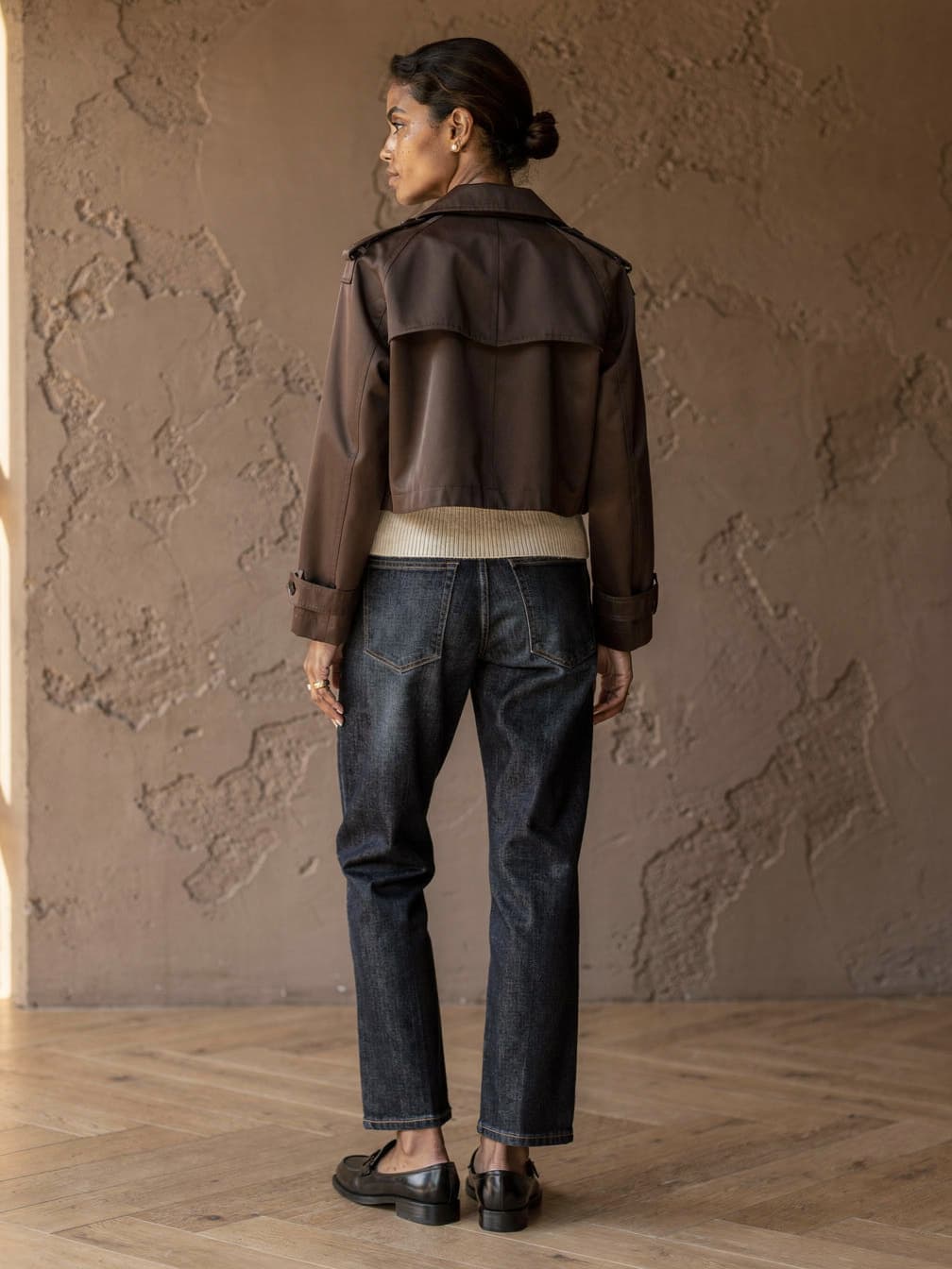 Trench court croisé Capucine – Marron