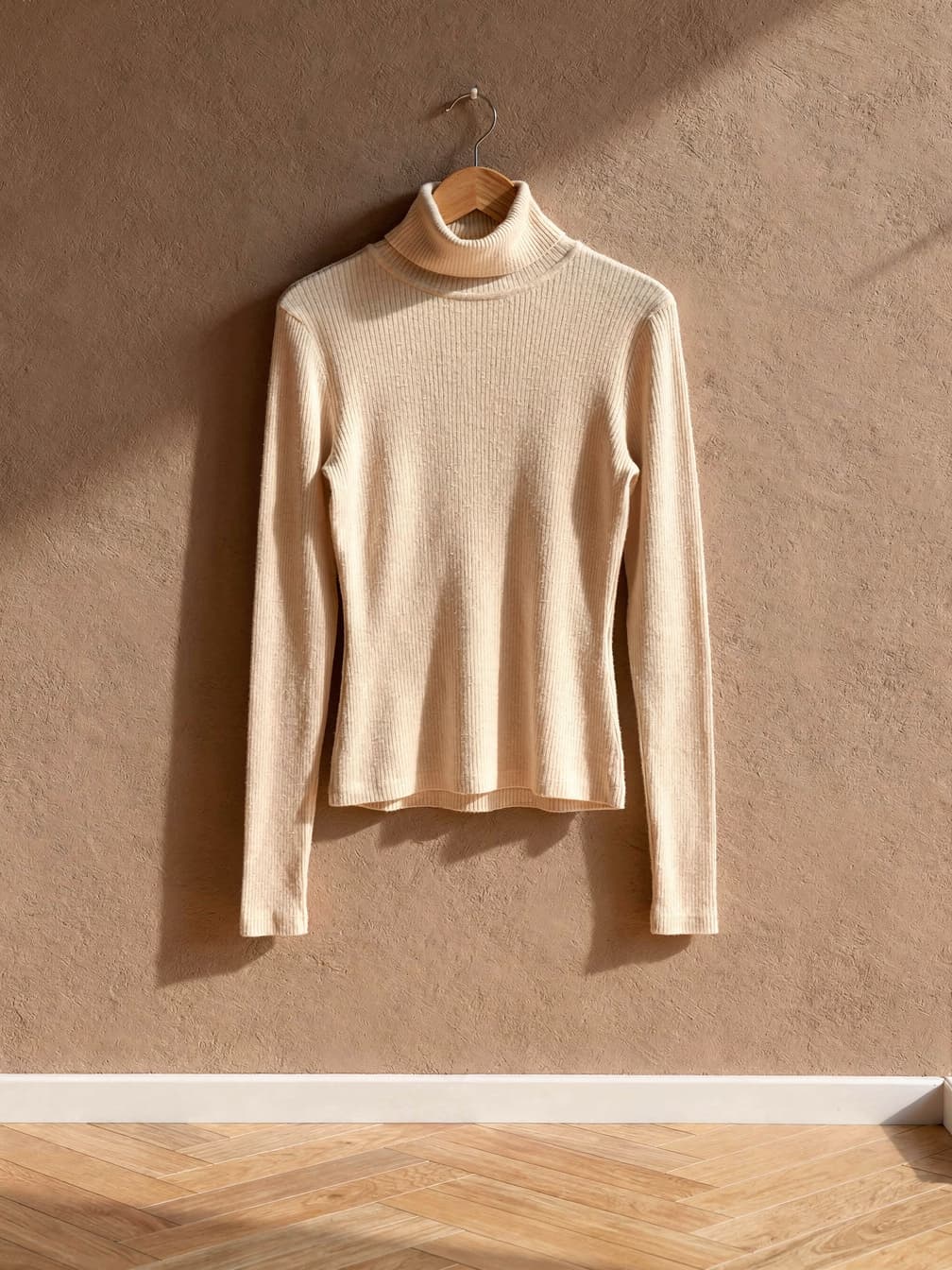 Col roulé côtelé Cécile – Beige