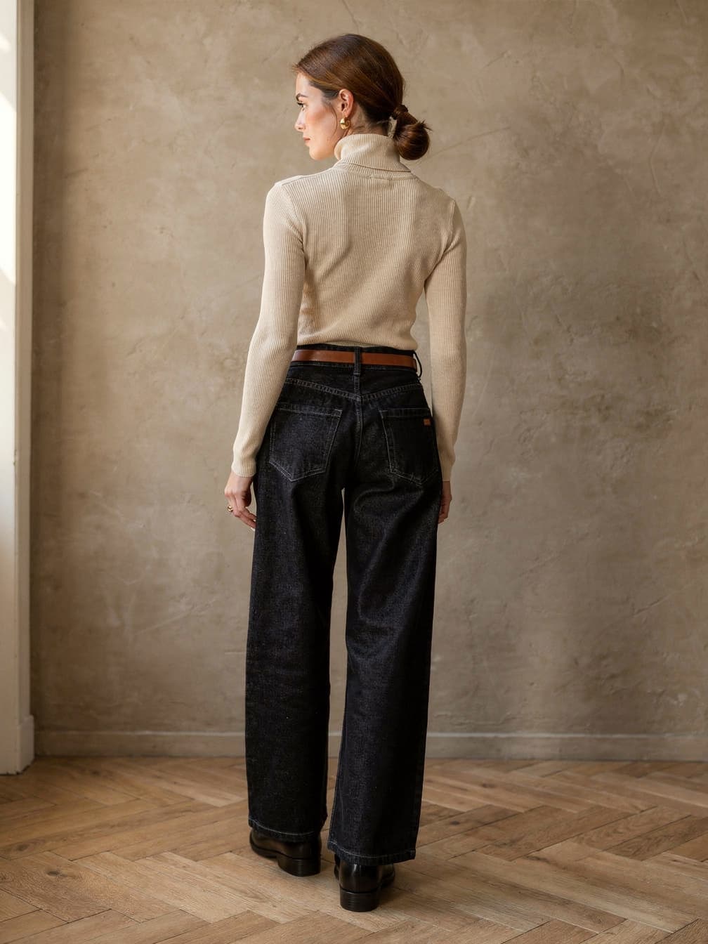 Col roulé côtelé Cécile – Beige