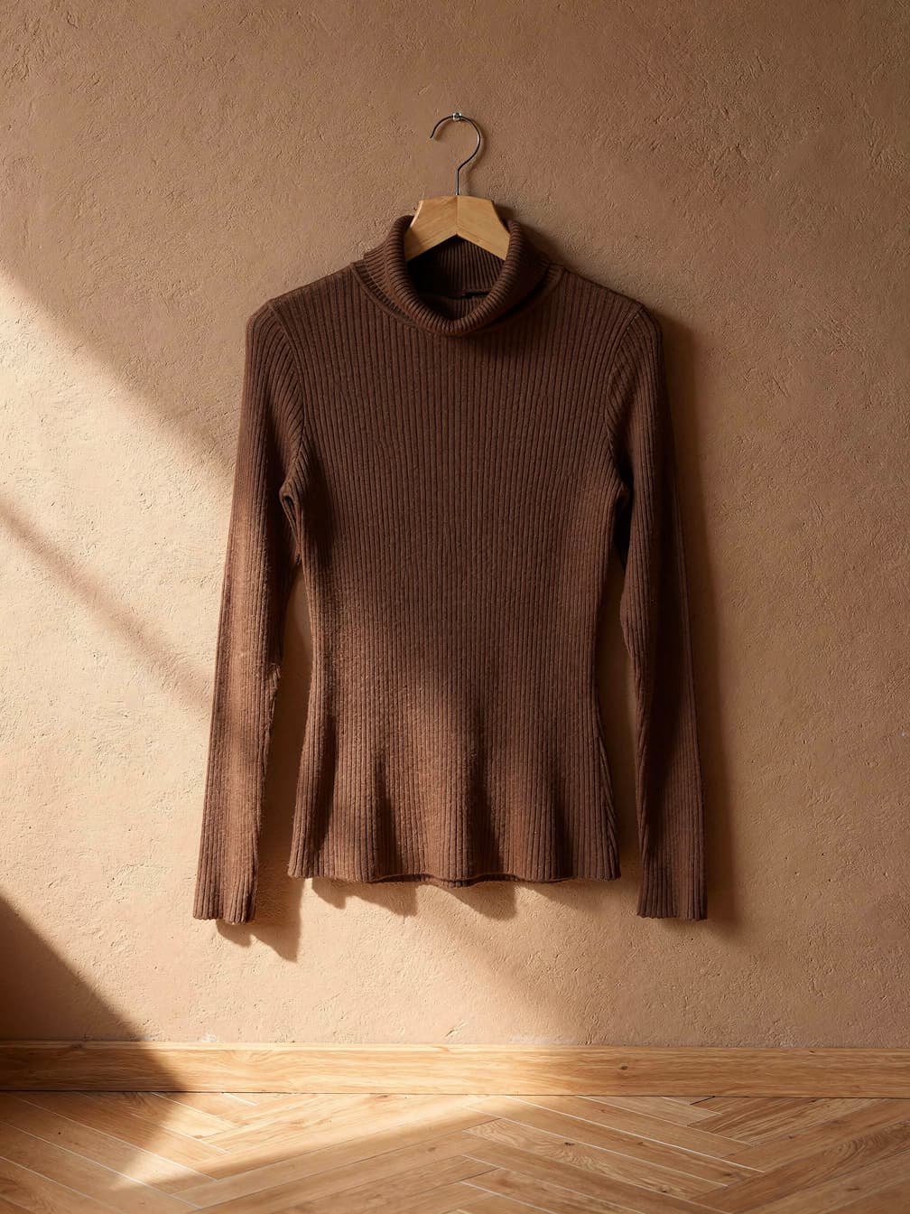 Col roulé côtelé Cécile – Marron