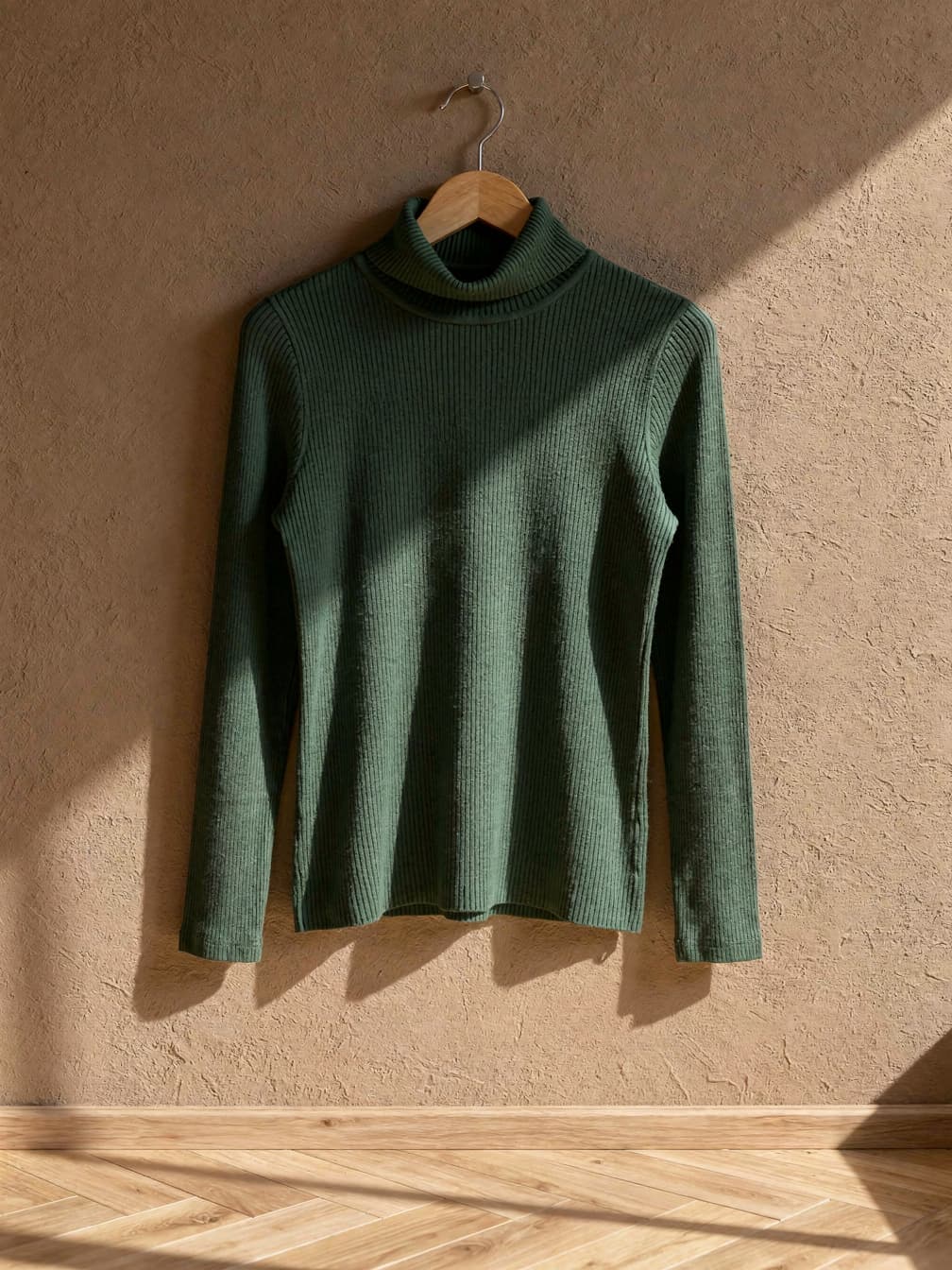 Col roulé côtelé Cécile – Vert