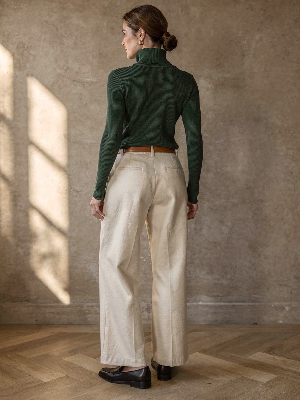 Col roulé côtelé Cécile – Vert
