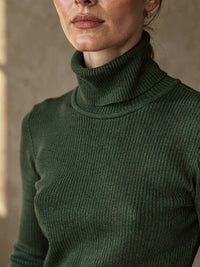 Col roulé côtelé Cécile – Vert