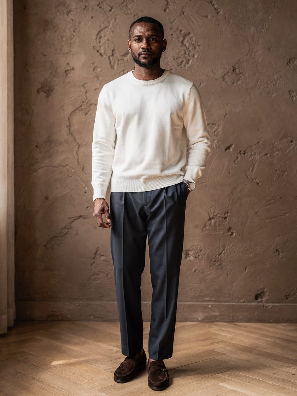 Pull col rond Charles – Blanc
