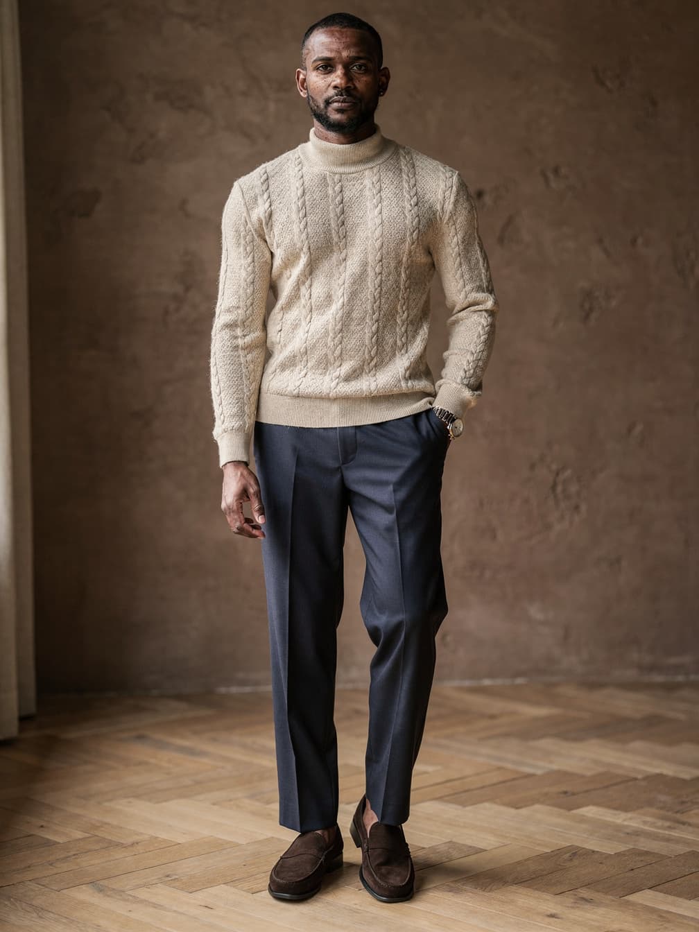 Pull torsadé Côme – Beige