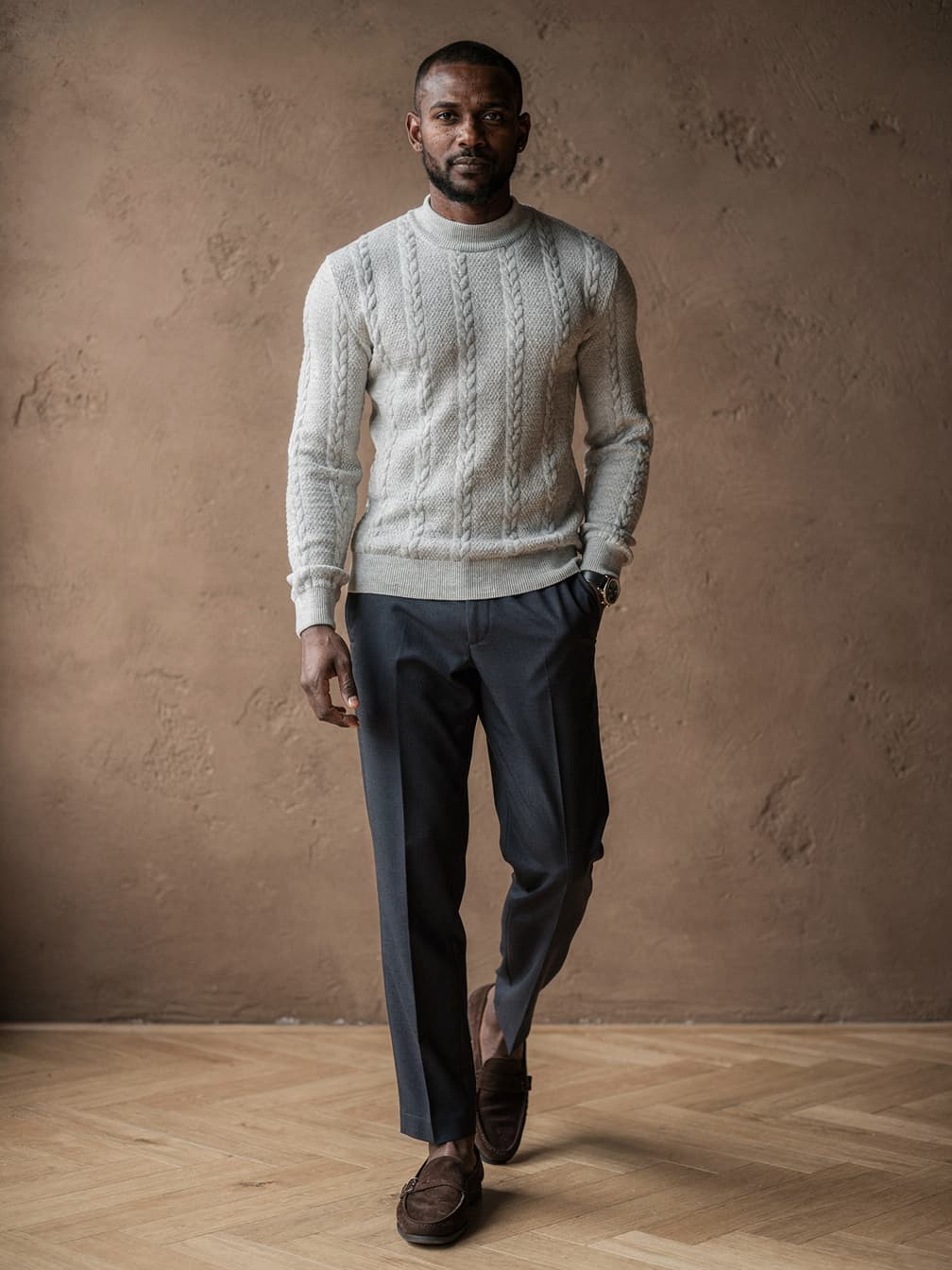 Pull torsadé Côme – gris clair