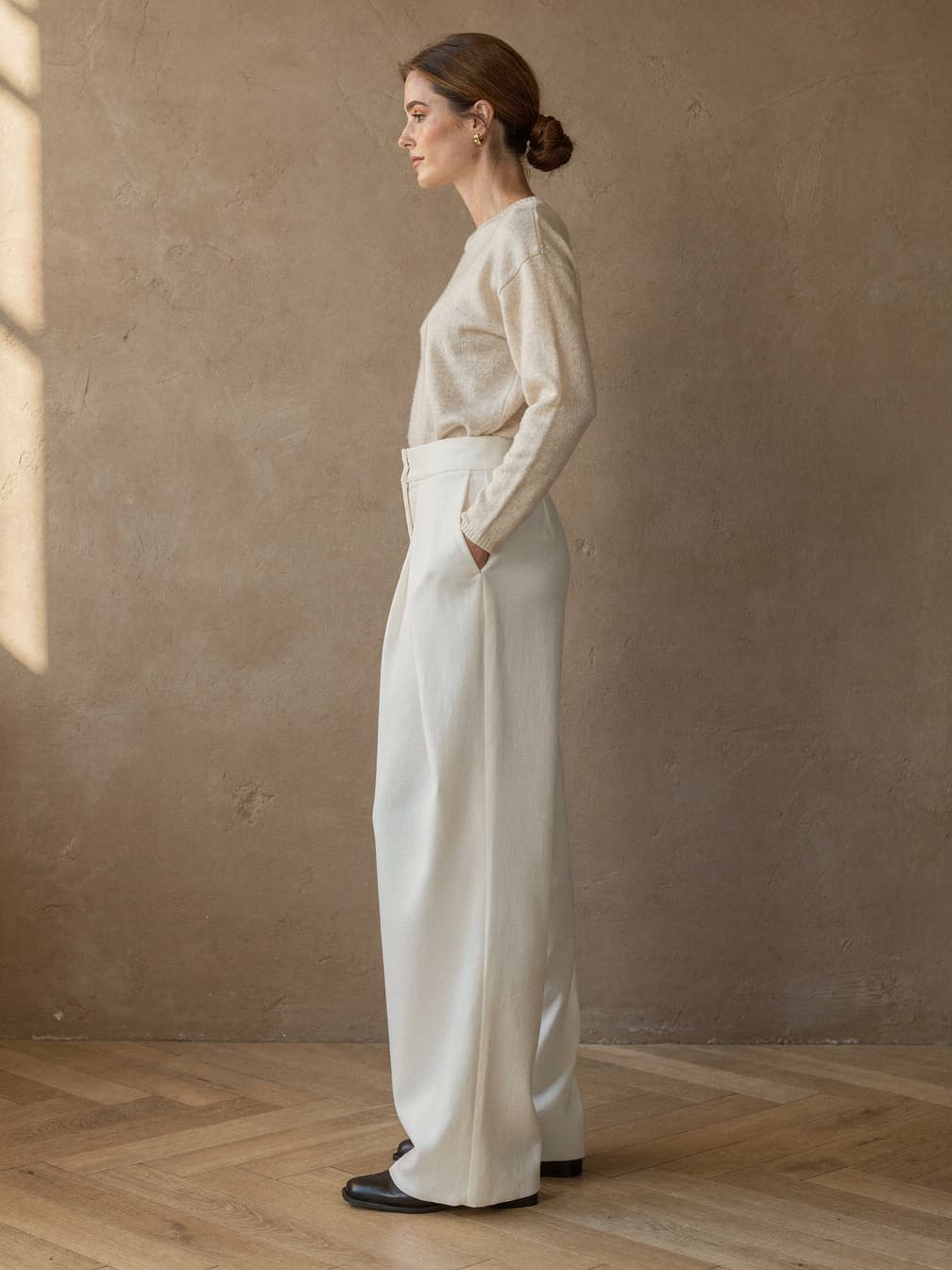 Pantalon large Constance – Blanc