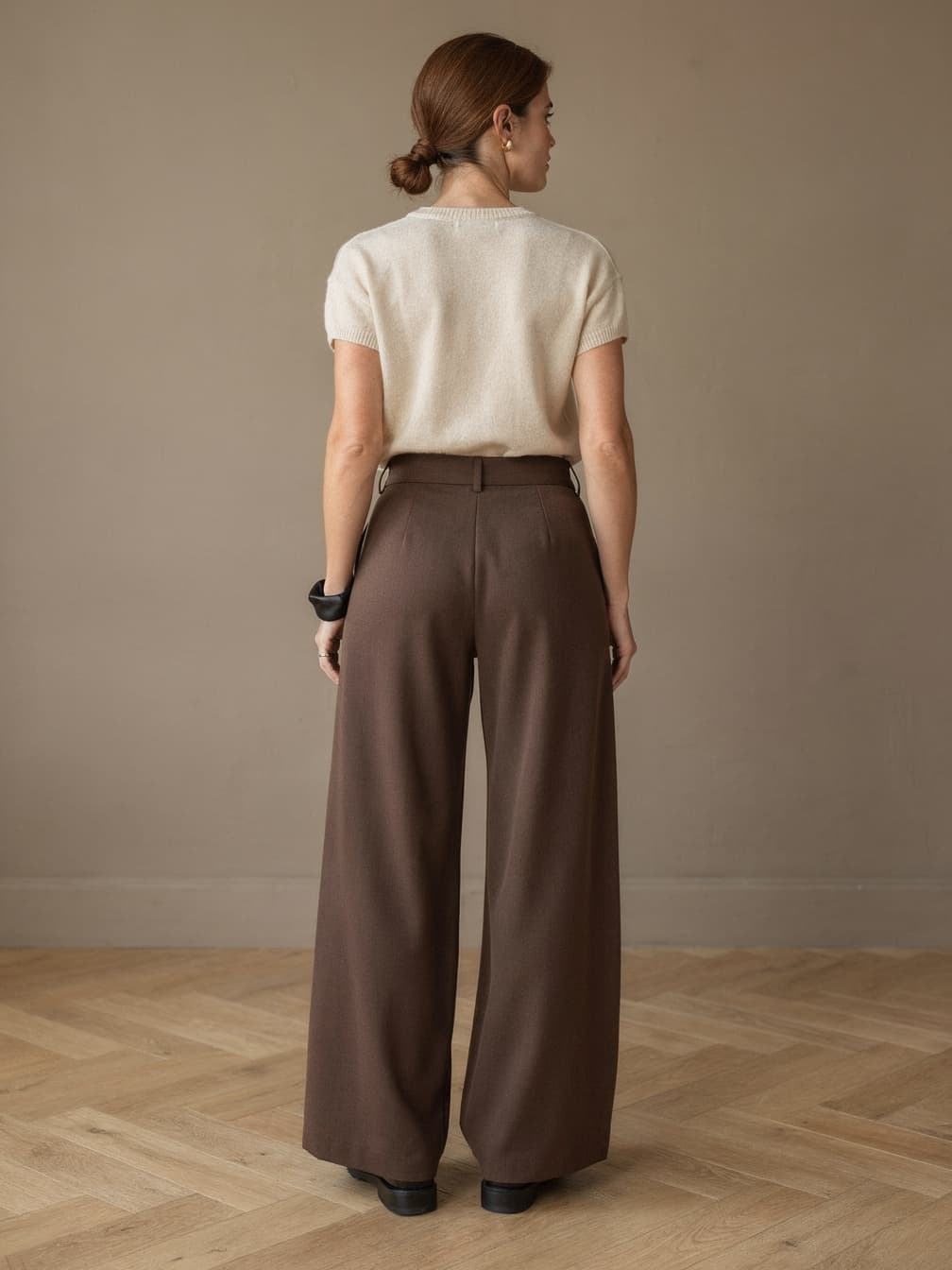 Pantalon large Constance – Marron