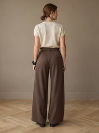 Pantalon large Constance – Marron