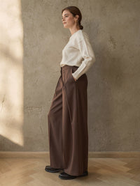 Pantalon large Constance – Marron