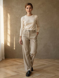 Pantalon taille haute Delphine – Beige