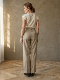 Pantalon taille haute Delphine – Beige