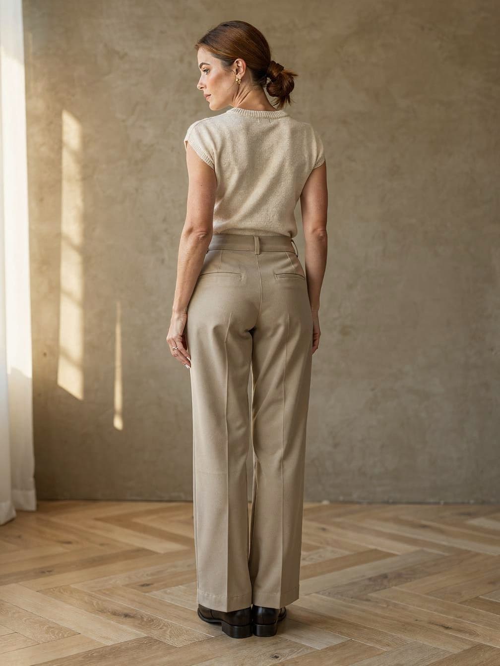 Pantalon taille haute Delphine – Beige