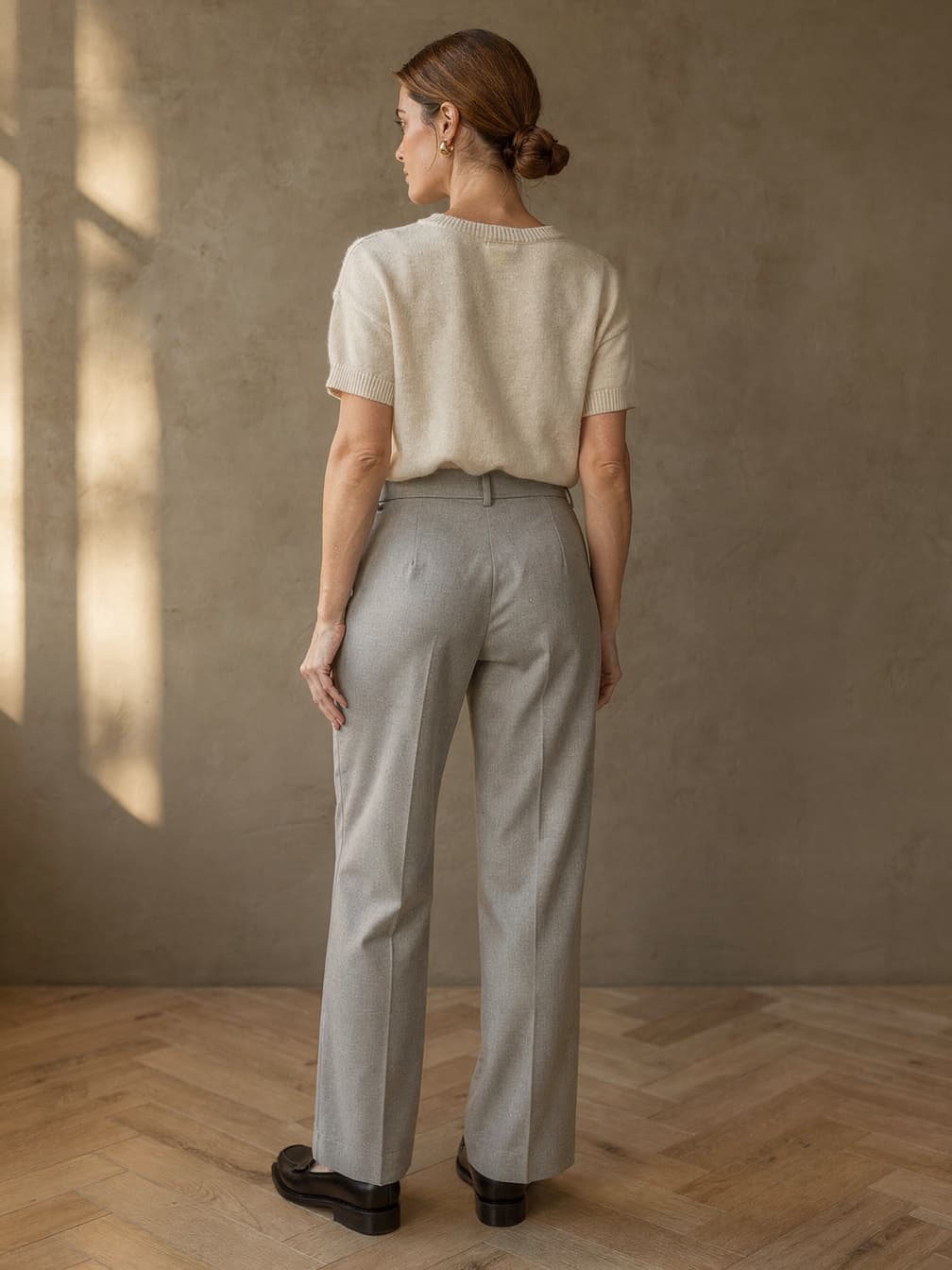 Pantalon taille haute Delphine – gris clair