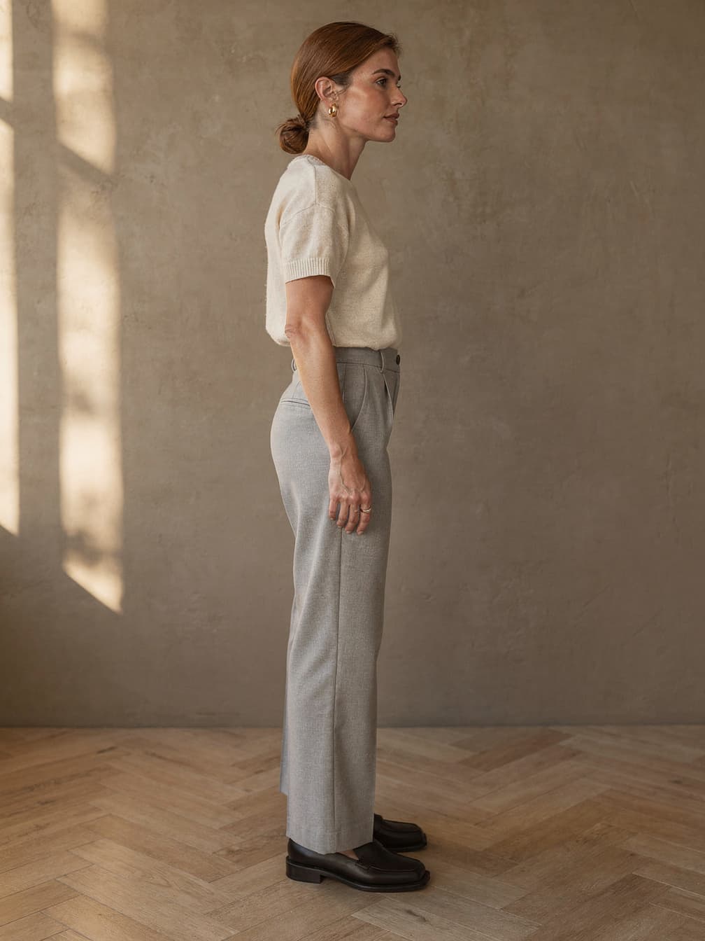 Pantalon taille haute Delphine – gris clair