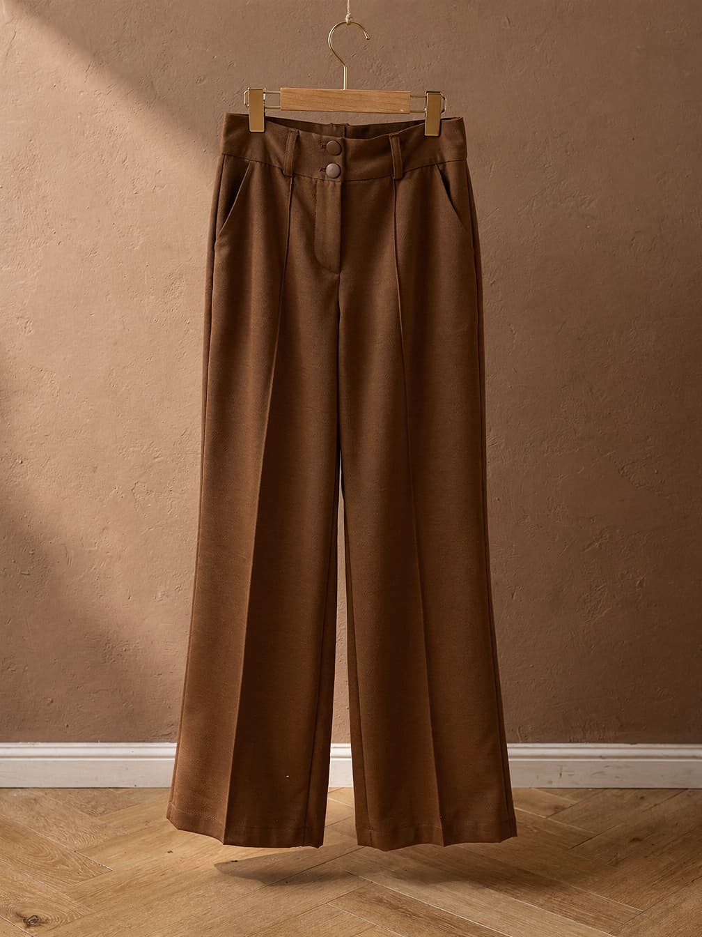 Pantalon large Éléonore – Maron clair