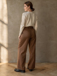 Pantalon large Éléonore – Maron clair