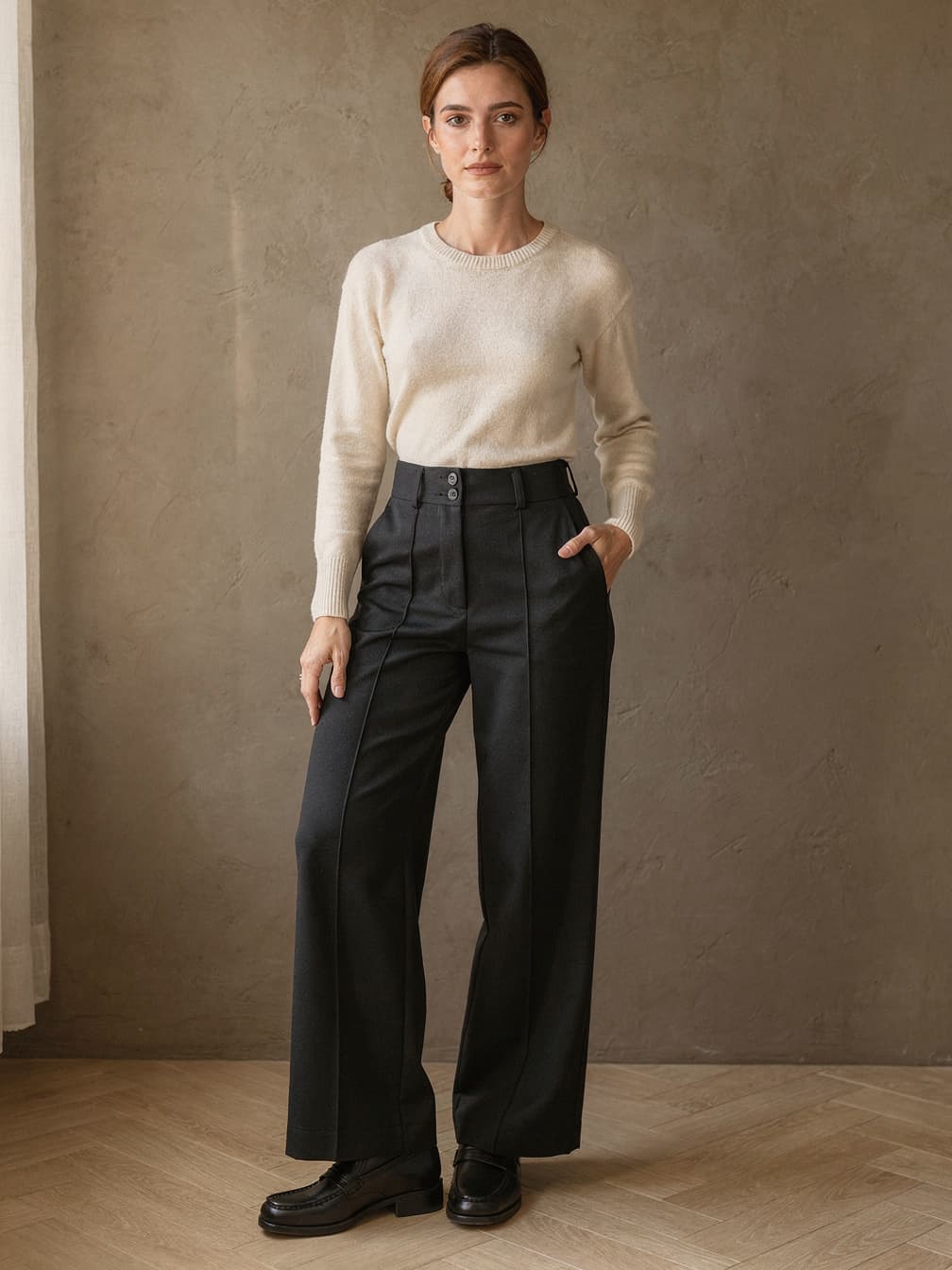 Pantalon large Éléonore – Noir