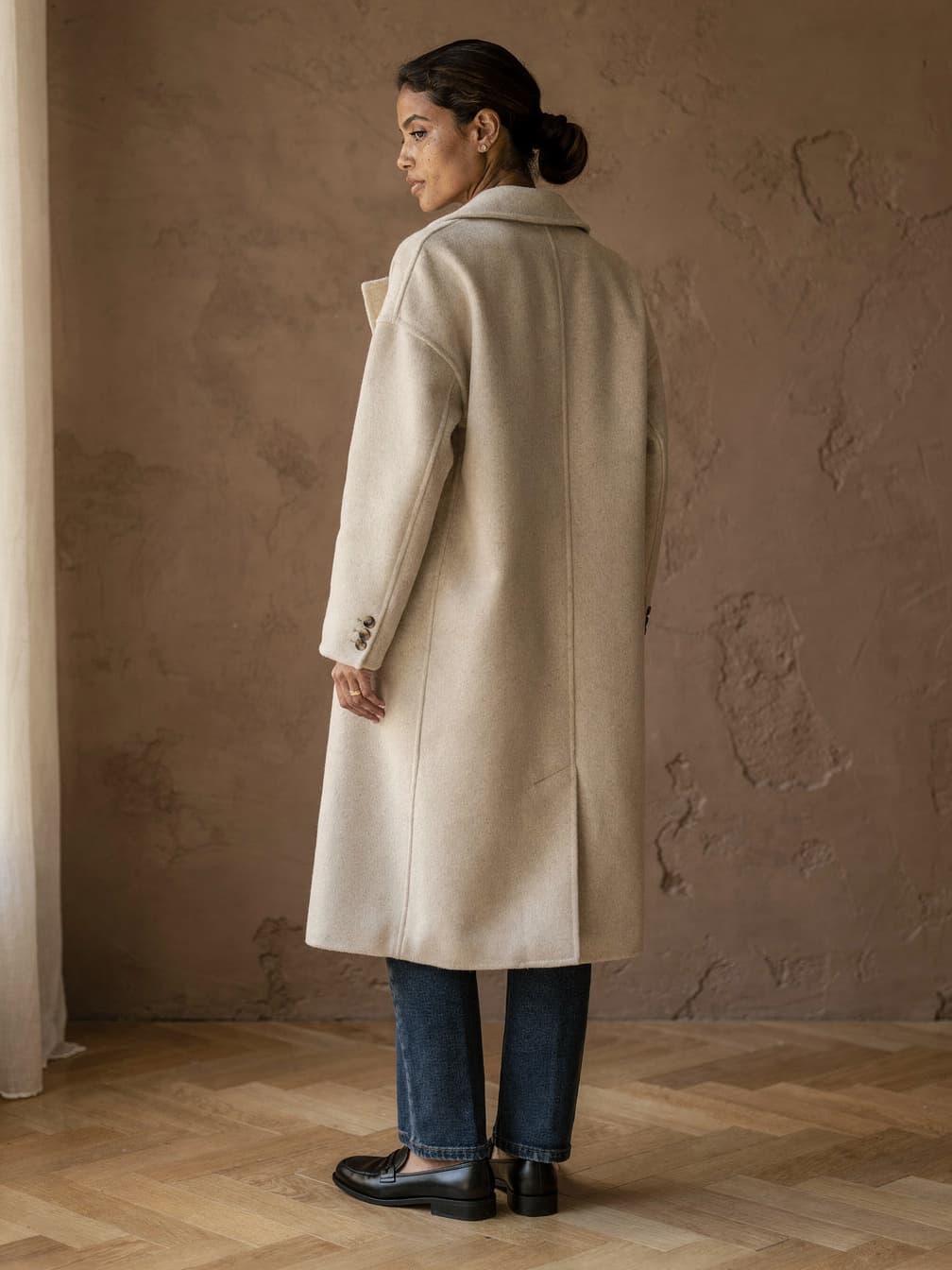 Manteau long croisé Eugénie – Beige