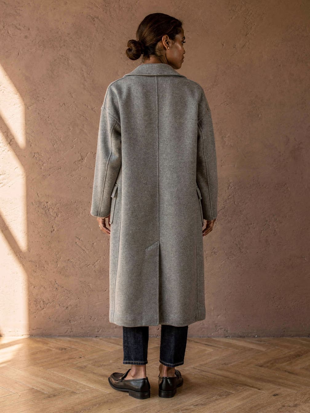 Manteau long croisé Eugénie – Gris