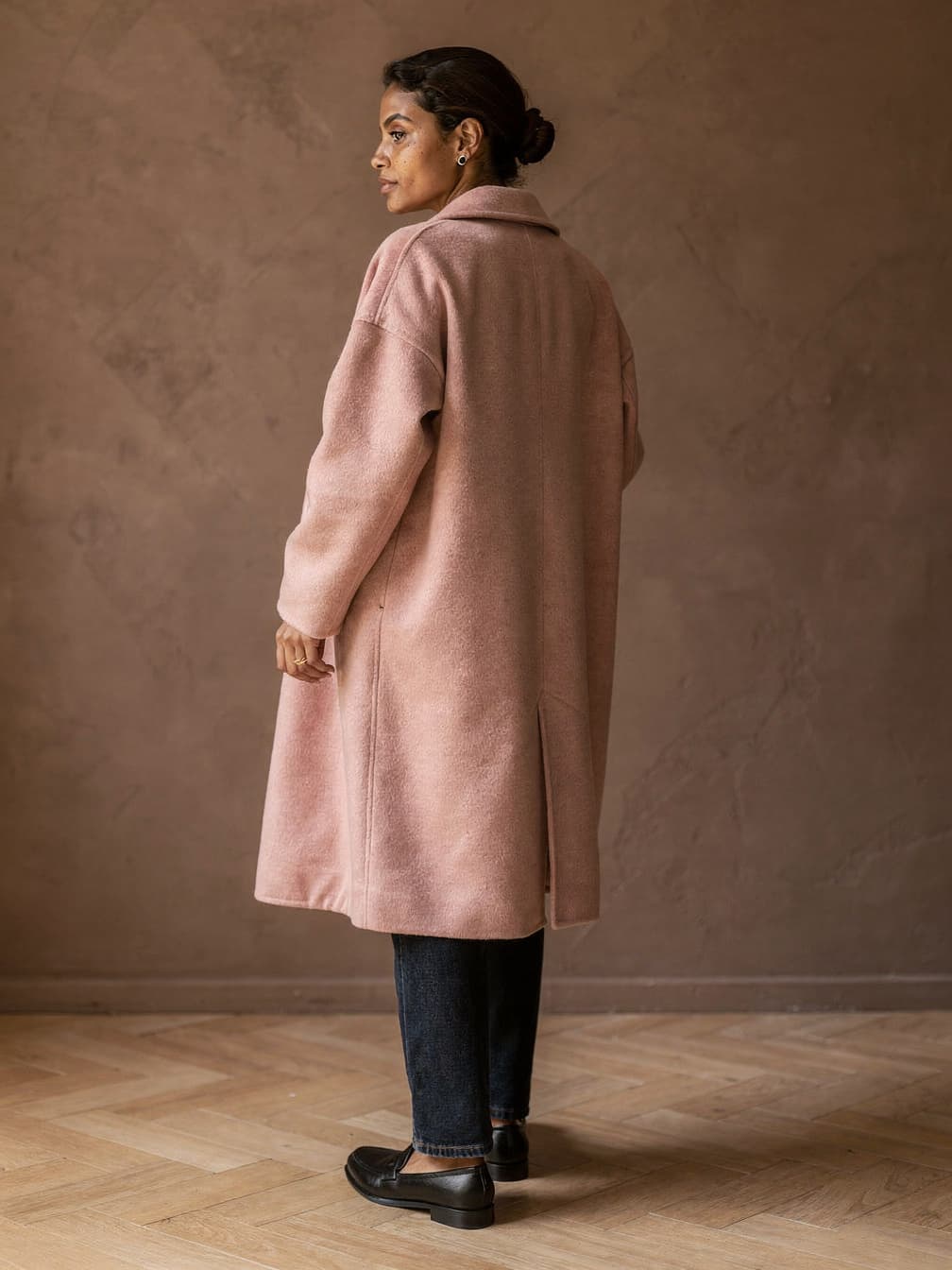 Manteau long croisé Eugénie – Rose