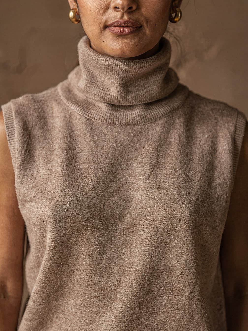 Pull sans manches Garance – Maron clair
