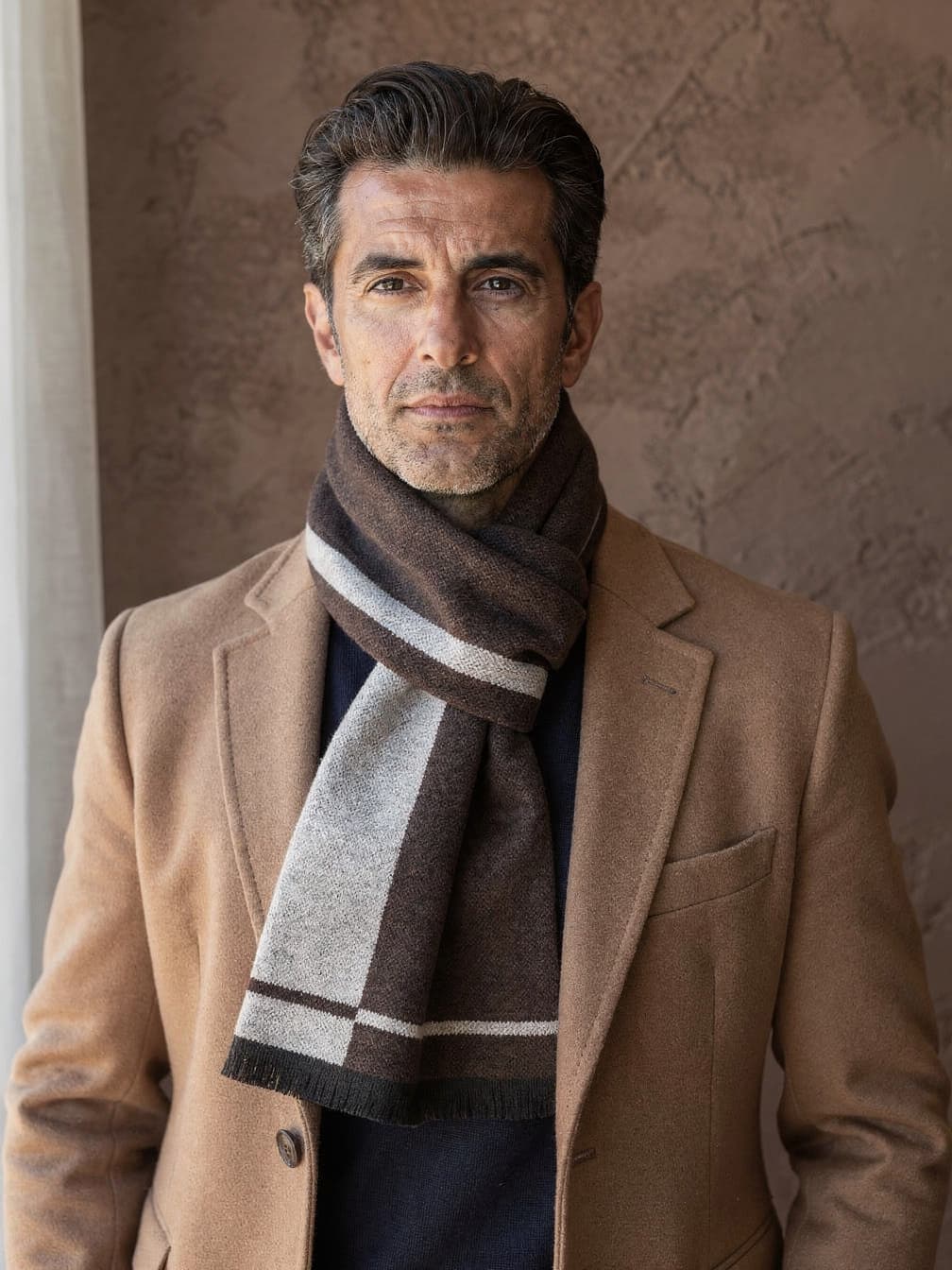 Écharpe Hector – Maron / Blanc