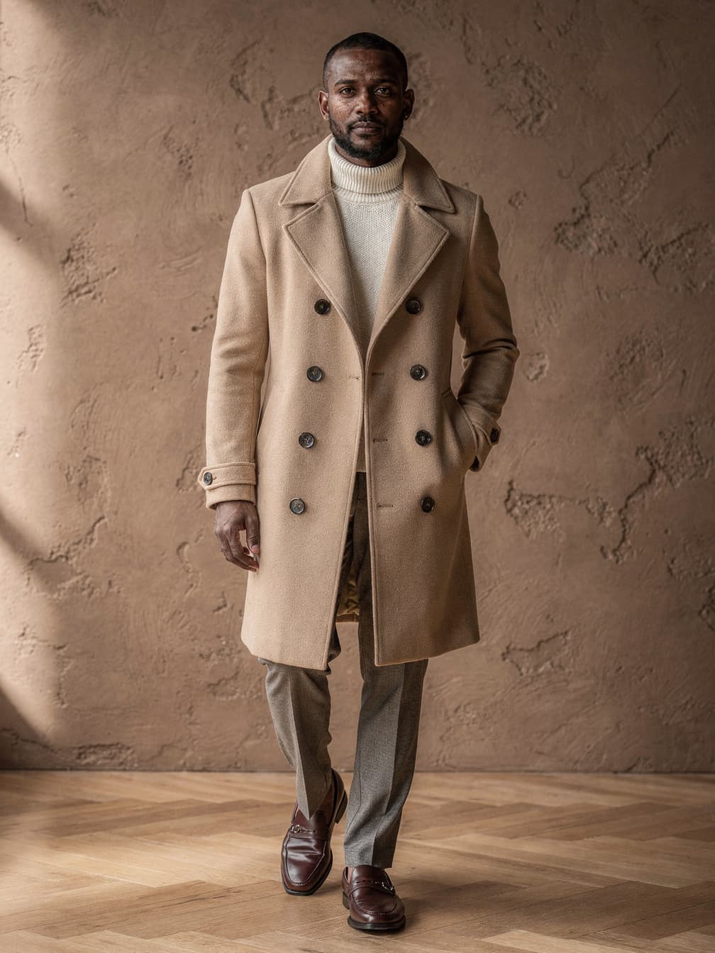 Manteau croisé Hippolyte – Beige
