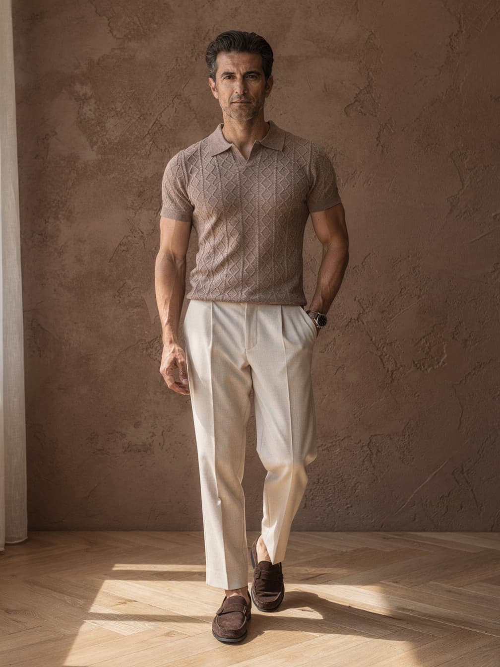 Polo en maille Hugo – Maron clair