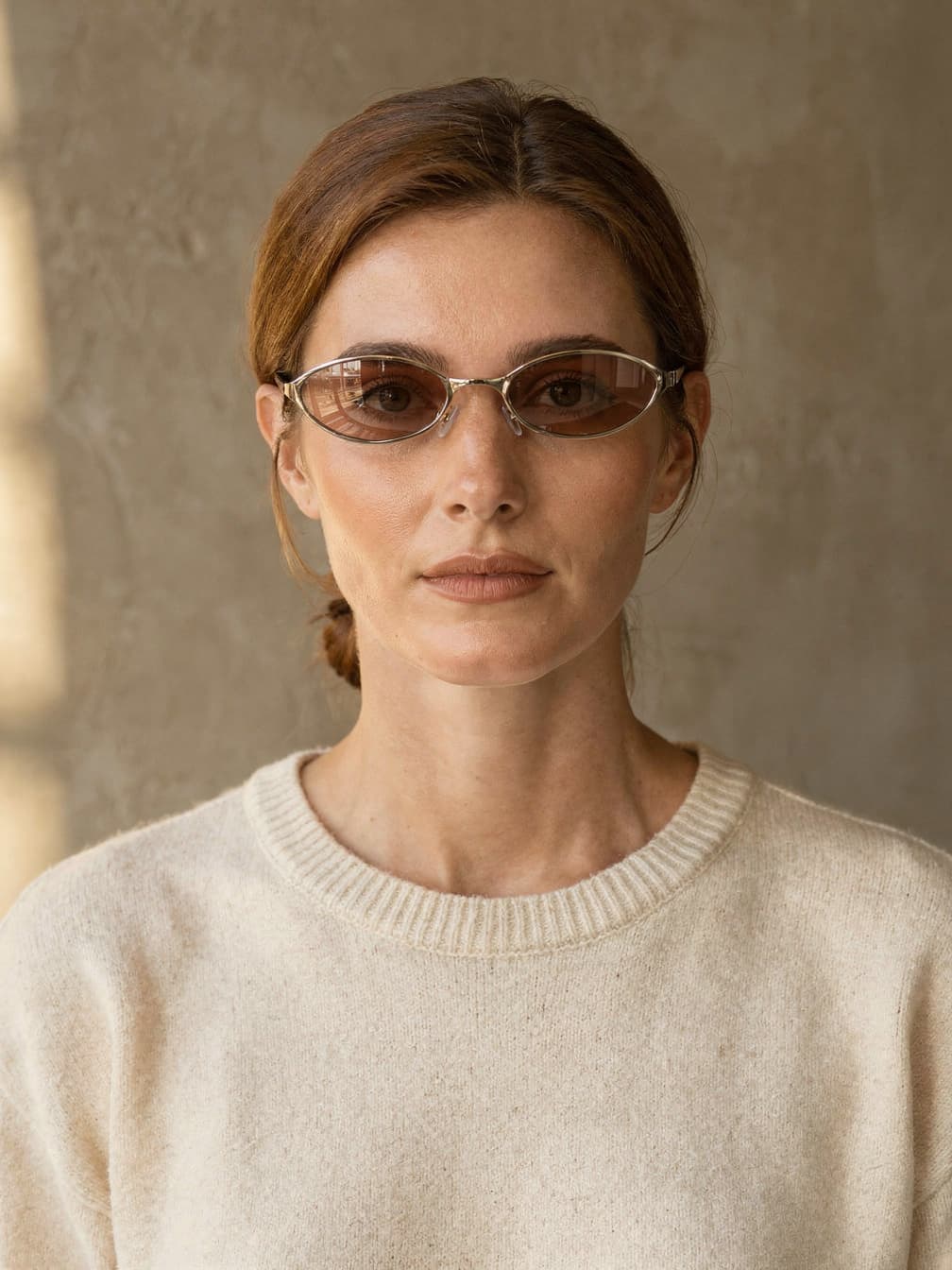 Lunettes de soleil ovales Isaure – Champagne